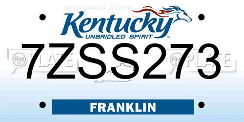 7ZSS273 Kentucky License Plate