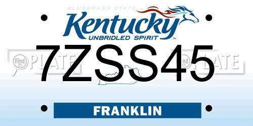 7ZSS45 Kentucky License Plate