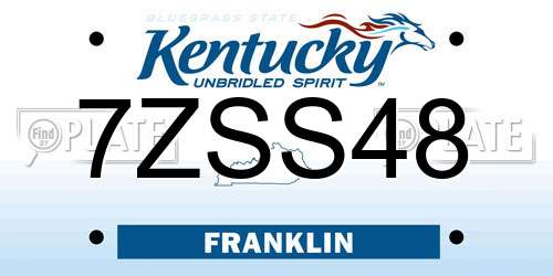 7ZSS48 Kentucky License Plate