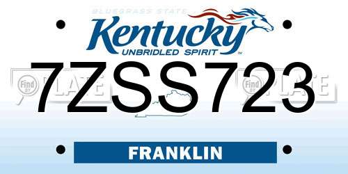 7ZSS723 Kentucky License Plate