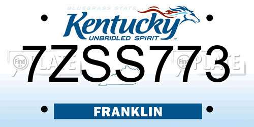 7ZSS773 Kentucky License Plate