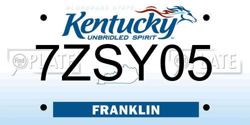 7ZSY05 Kentucky License Plate