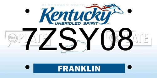 7ZSY08 Kentucky License Plate