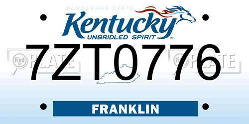 7ZT0776 Kentucky License Plate