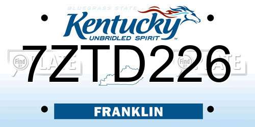 7ZTD226 Kentucky License Plate