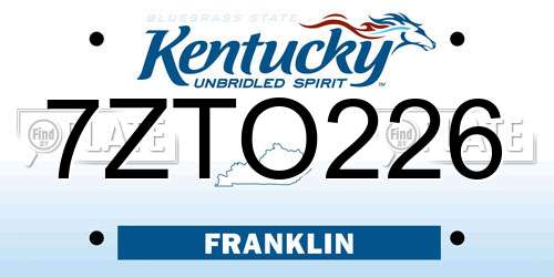 7ZTO226 Kentucky License Plate