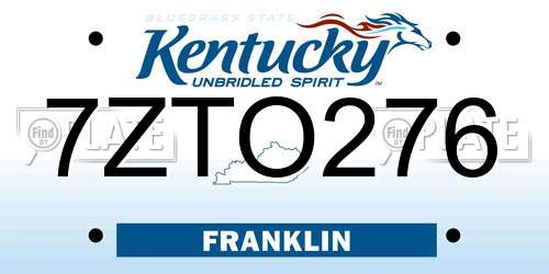 7ZTO276 Kentucky License Plate