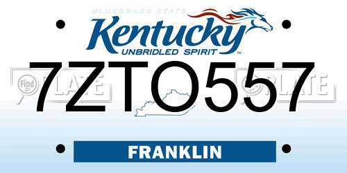 7ZTO557 Kentucky License Plate