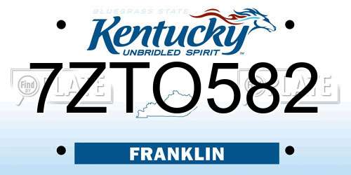7ZTO582 Kentucky License Plate