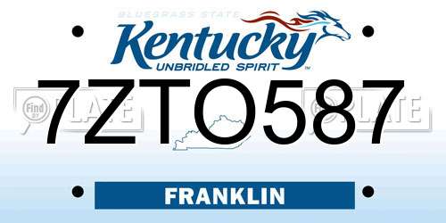 7ZTO587 Kentucky License Plate
