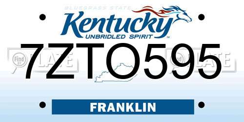 7ZTO595 Kentucky License Plate