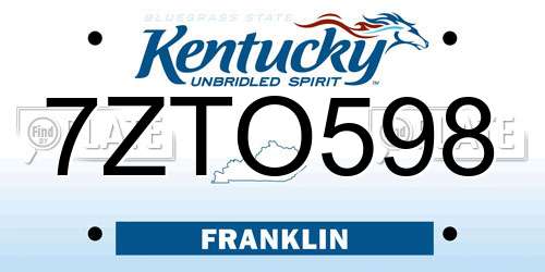 7ZTO598 Kentucky License Plate