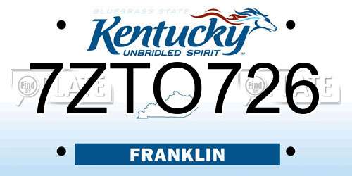7ZTO726 Kentucky License Plate