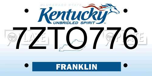 7ZTO776 Kentucky License Plate