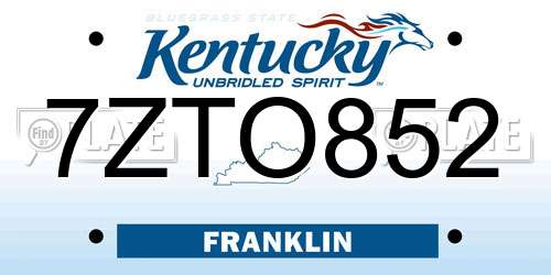 7ZTO852 Kentucky License Plate