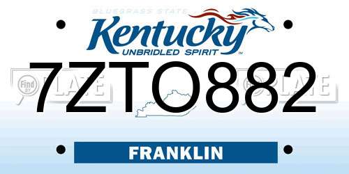 7ZTO882 Kentucky License Plate