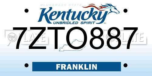 7ZTO887 Kentucky License Plate