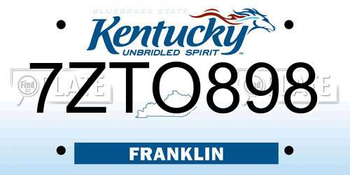 7ZTO898 Kentucky License Plate