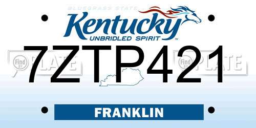 7ZTP421 Kentucky License Plate