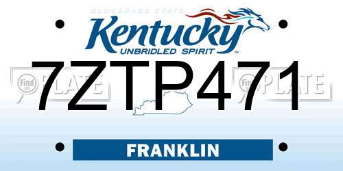 7ZTP471 Kentucky License Plate