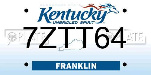 7ZTT64 Kentucky License Plate