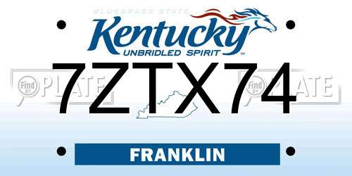 7ZTX74 Kentucky License Plate