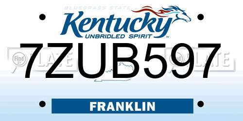 7ZUB597 Kentucky License Plate