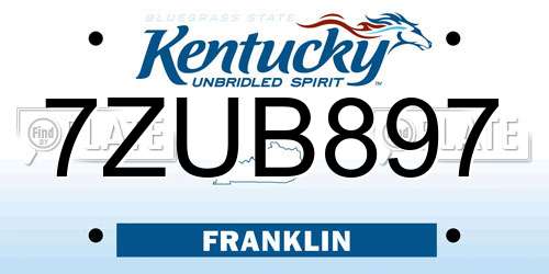 7ZUB897 Kentucky License Plate