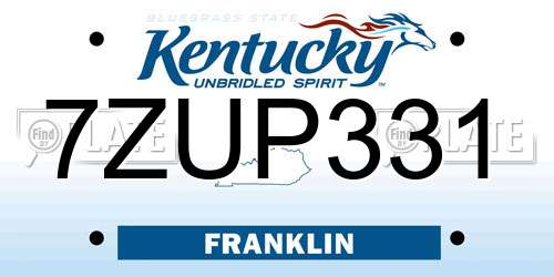 7ZUP331 Kentucky License Plate
