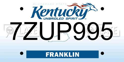 7ZUP995 Kentucky License Plate