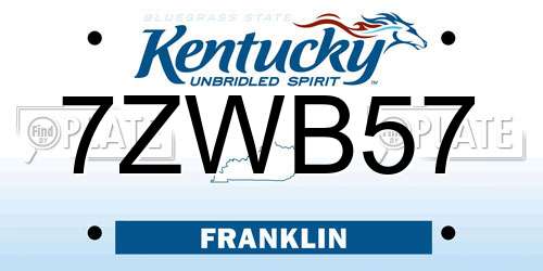 7ZWB57 Kentucky License Plate