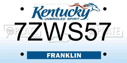 7ZWS57 Kentucky License Plate