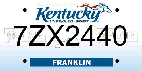 7ZX2440 Kentucky License Plate