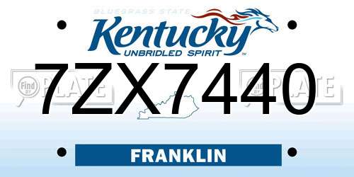 7ZX7440 Kentucky License Plate