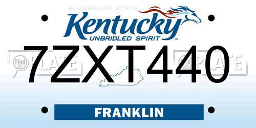 7ZXT440 Kentucky License Plate