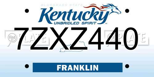 7ZXZ440 Kentucky License Plate