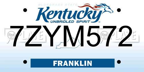 7ZYM572 Kentucky License Plate
