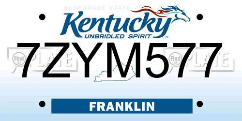 7ZYM577 Kentucky License Plate