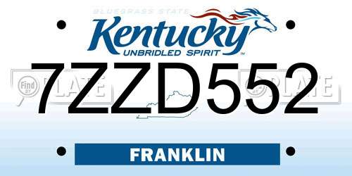 7ZZD552 Kentucky License Plate