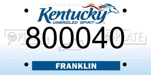 800040 Kentucky License Plate