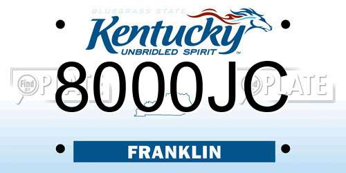 8000JC Kentucky License Plate