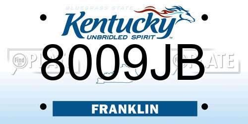 8009JB Kentucky License Plate