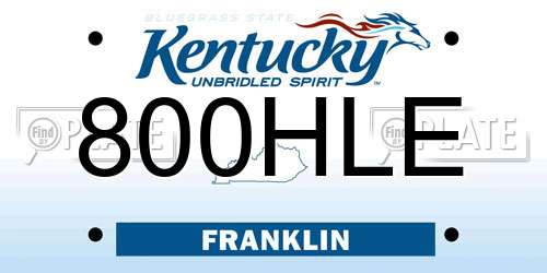 800HLE Kentucky License Plate