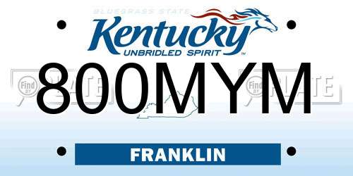 800MYM Kentucky License Plate