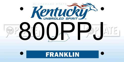 800PPJ Kentucky License Plate