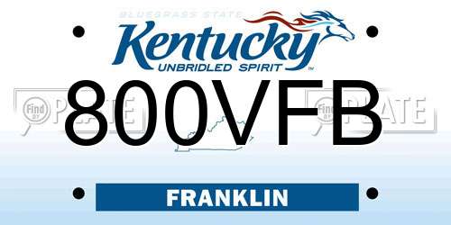 800VFB Kentucky License Plate