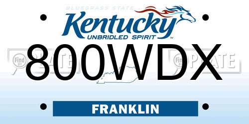 800WDX Kentucky License Plate