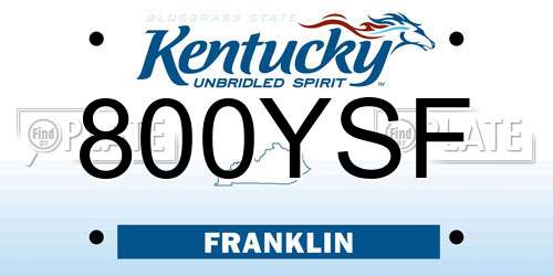 800YSF Kentucky License Plate