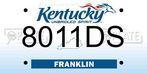 8011DS Kentucky License Plate