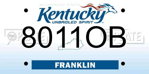 8011OB Kentucky License Plate